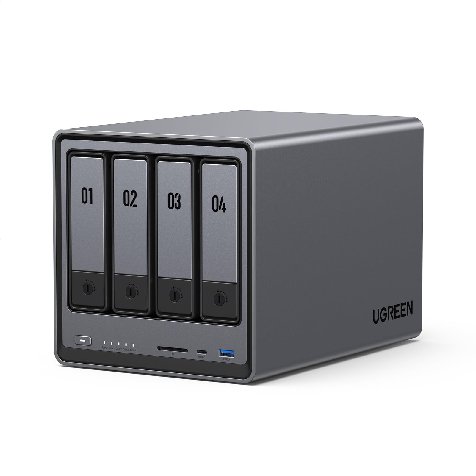 UGREEN NASync DXP4800 4-Bay Desktop NAS, Intel N100 Quad-Core CPU, 8GB DDR5 RAM, 32G eMMC, 2 * 2,5GbE, 2*M.2 NVMe-Steckplätze, 4K HDMI, Network Attached Storage (Diskless)