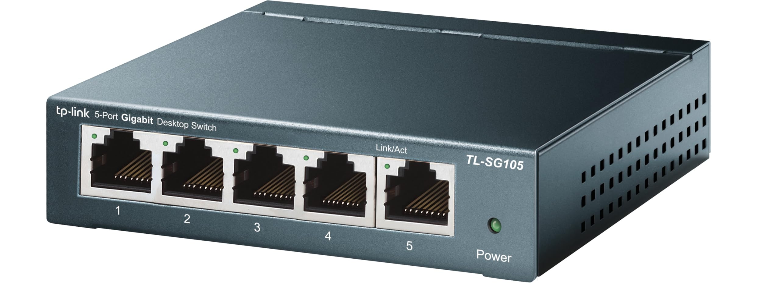 TP-Link TL-SG105 5-Ports Gigabit Netzwerk Switch (bis 2000 MBit/s im Vollduplexmodus, geschirmte RJ-45 Ports, Metallgehäuse, optimiert Datenverkehr, IGMP-Snooping, unmanaged, lüfterlos) blau metallic