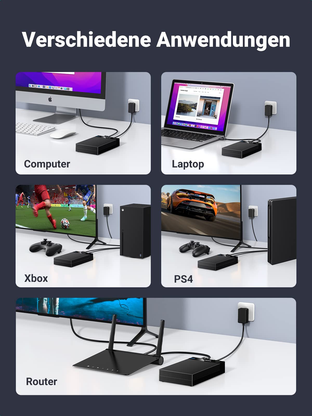 UGREEN USB 3.0 Festplattengehäuse UASP 3,5 Zoll Externe Festplatten Gehäuse USB 3.0 externes Gehäuse Case für 3.5" SATA SSD und HDD mit USB 3.0 Kabel und 12V 2A Netzteil,werkzuglos Schwarz